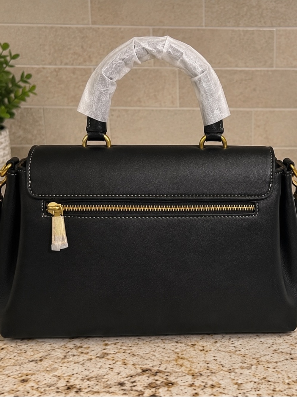 Coach Slouchy Rogue Black Leather Top-Handle Satchel retail $675 - Picture 5 of 12
